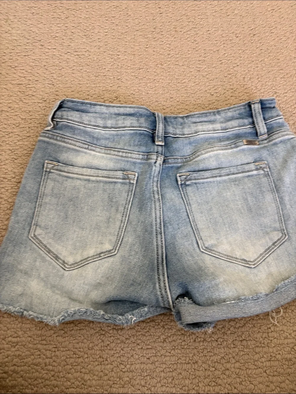 KanCan Light Blue Distressed High-Rise Denim Shorts